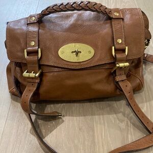Mulberry small Alexa Brown Leather Bag with Gold Accents